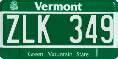 VT license plate ZLK349