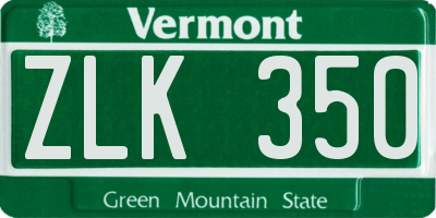 VT license plate ZLK350