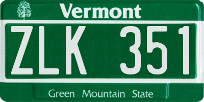 VT license plate ZLK351