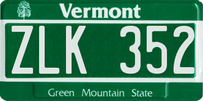 VT license plate ZLK352