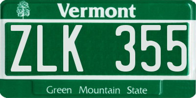 VT license plate ZLK355