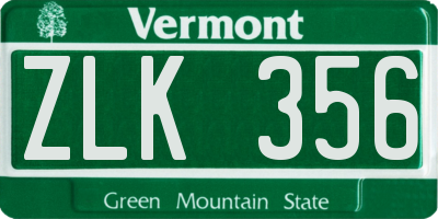 VT license plate ZLK356