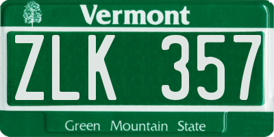 VT license plate ZLK357