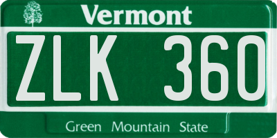 VT license plate ZLK360