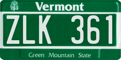 VT license plate ZLK361