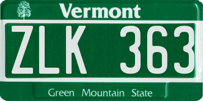 VT license plate ZLK363