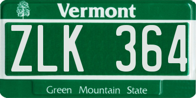 VT license plate ZLK364