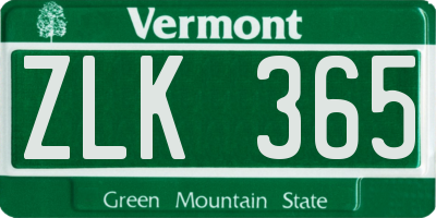 VT license plate ZLK365