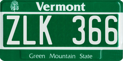 VT license plate ZLK366
