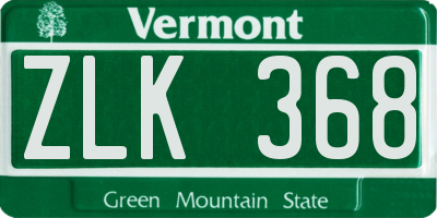 VT license plate ZLK368