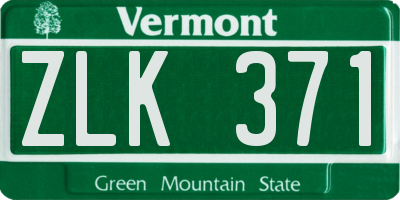 VT license plate ZLK371