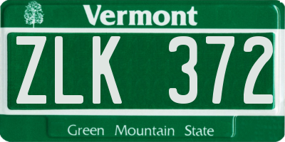 VT license plate ZLK372