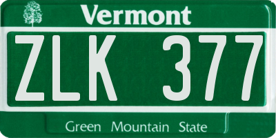 VT license plate ZLK377