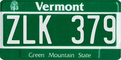 VT license plate ZLK379