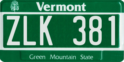 VT license plate ZLK381