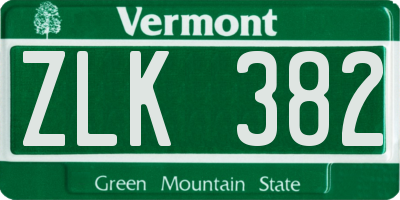 VT license plate ZLK382