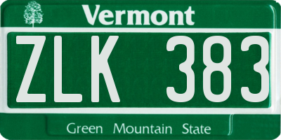 VT license plate ZLK383
