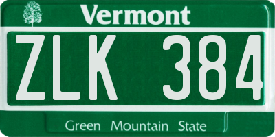 VT license plate ZLK384