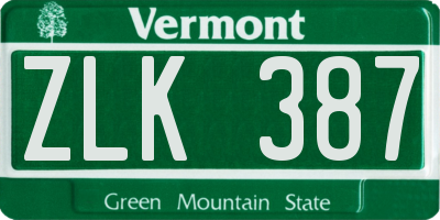 VT license plate ZLK387
