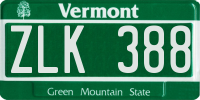 VT license plate ZLK388
