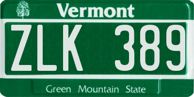 VT license plate ZLK389