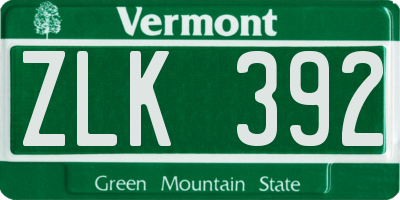 VT license plate ZLK392