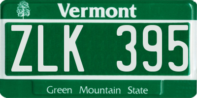 VT license plate ZLK395
