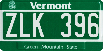 VT license plate ZLK396