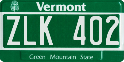 VT license plate ZLK402
