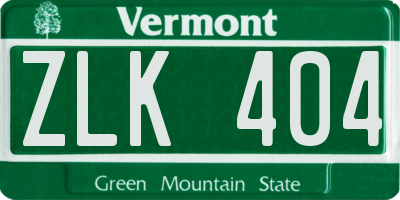 VT license plate ZLK404