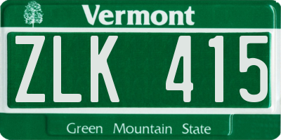 VT license plate ZLK415