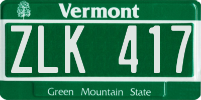 VT license plate ZLK417