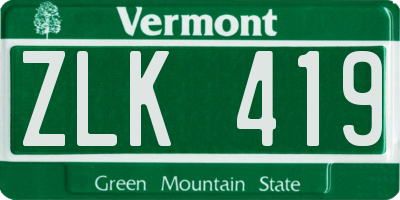 VT license plate ZLK419
