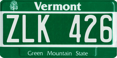 VT license plate ZLK426