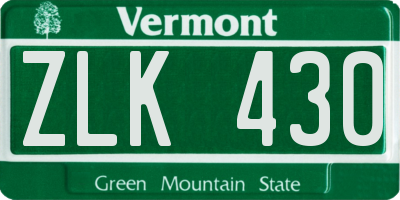 VT license plate ZLK430