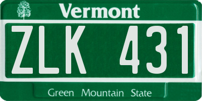 VT license plate ZLK431