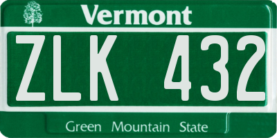 VT license plate ZLK432