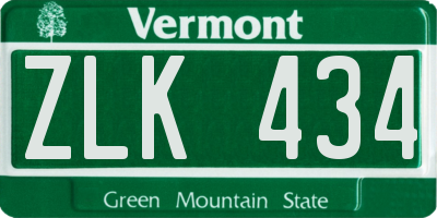 VT license plate ZLK434