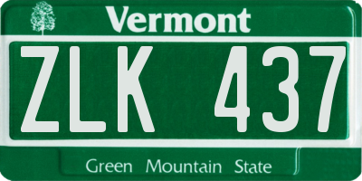 VT license plate ZLK437