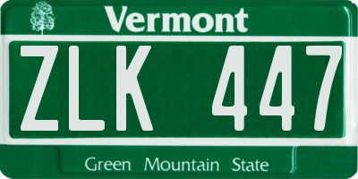 VT license plate ZLK447