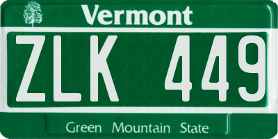 VT license plate ZLK449
