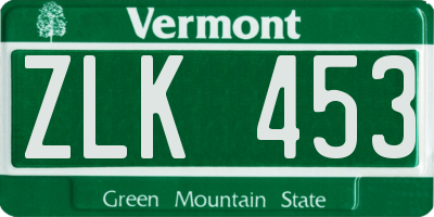 VT license plate ZLK453