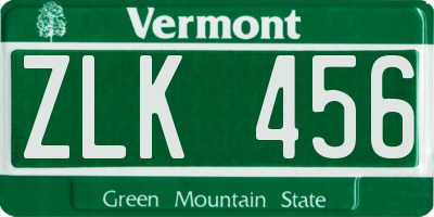 VT license plate ZLK456