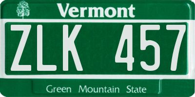 VT license plate ZLK457