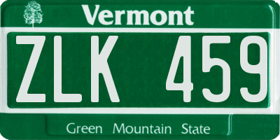 VT license plate ZLK459