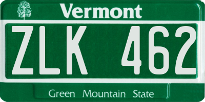 VT license plate ZLK462