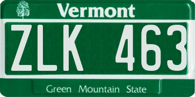 VT license plate ZLK463