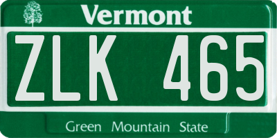 VT license plate ZLK465