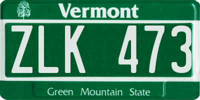 VT license plate ZLK473
