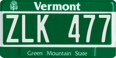 VT license plate ZLK477